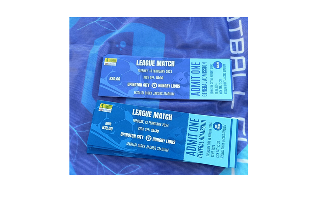Match day blue tickets on a blue flag